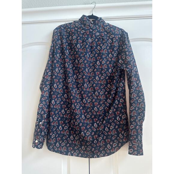 J. Crew Men's Slim Fit Blue with Red and White Paisley Print Collar Button Down - Picture 11 of 11